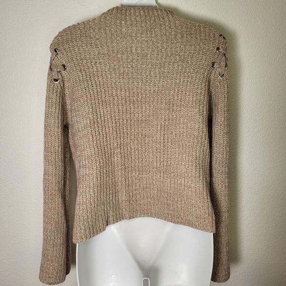 Anthropologie | John + Jenn Lace Shoulder Knit Turtle Neck Sweater size Medium - Picture 2 of 7